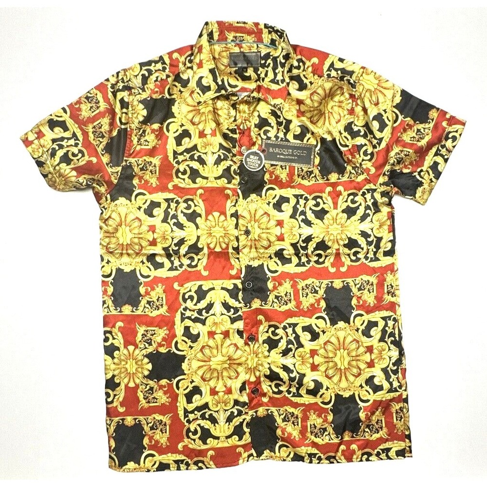 Baroque Gold By Drill Clothing Mens Size M Short Sleeve Button‎ Up